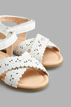 Load image into Gallery viewer, Redtag-White-Floral-Laser-Cut-Sandal-Colour:White,-Filter:Girls-Footwear-(1-to-3-Yrs),-ING-Casual-Shoes,-New-In,-New-In-ING-FOO,-Non-Sale,-S22A,-Section:Kidswear-Infant-Girls-1 to 3 Years
