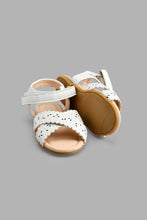 Load image into Gallery viewer, Redtag-White-Floral-Laser-Cut-Sandal-Colour:White,-Filter:Girls-Footwear-(1-to-3-Yrs),-ING-Casual-Shoes,-New-In,-New-In-ING-FOO,-Non-Sale,-S22A,-Section:Kidswear-Infant-Girls-1 to 3 Years
