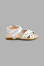 Load image into Gallery viewer, Redtag-White-Floral-Laser-Cut-Sandal-Colour:White,-Filter:Girls-Footwear-(1-to-3-Yrs),-ING-Casual-Shoes,-New-In,-New-In-ING-FOO,-Non-Sale,-S22A,-Section:Kidswear-Infant-Girls-1 to 3 Years
