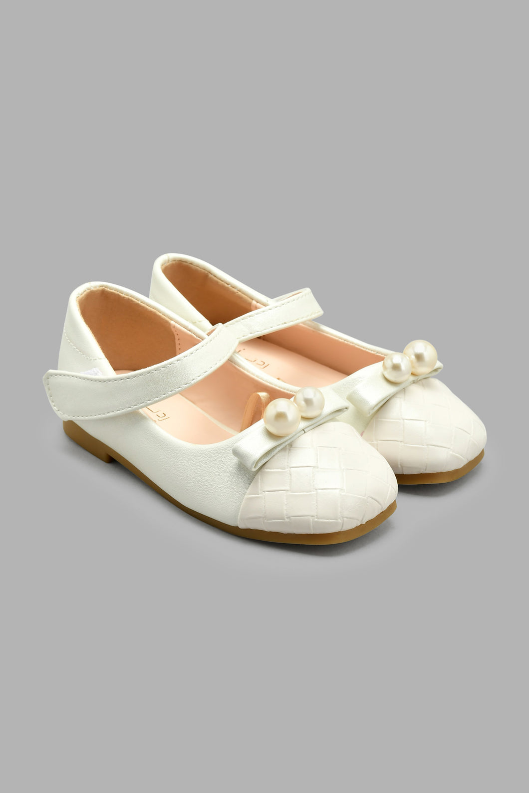 Redtag-Cream-Pearl-Trim-Ballerina-Ballerinas-Infant-Girls-1 to 3 Years