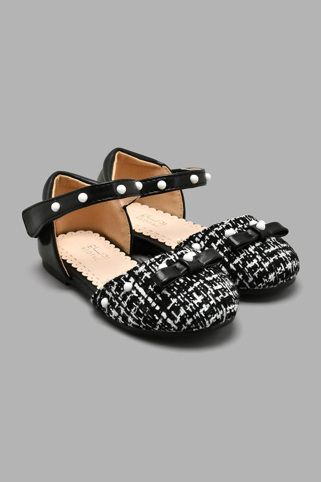 Redtag-Black-Textured-Ballerina-Colour:Black,-Filter:Girls-Footwear-(1-to-3-Yrs),-ING-Casual-Shoes,-New-In,-New-In-ING-FOO,-Non-Sale,-S22A,-Section:Kidswear-Infant-Girls-1 to 3 Years