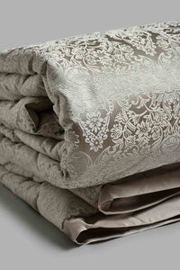 Redtag-Beige-Jacquard-7-Piece-Comforter-Set-(King-Size)-Comforters-Home-Bedroom-