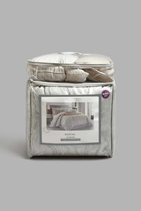 Redtag-Beige-Metalic-Jacquard-7-Piece-Comforter-Set-(King-Size)-Comforters-Home-Bedroom-
