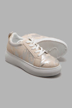 تنزيل الصورة على معرض الصور، Redtag-Beige-With-Silver-Printed-Pattern-Lace-Up-Sneaker-Sneakers-Women&#39;s-
