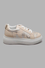 تنزيل الصورة على معرض الصور، Redtag-Beige-With-Silver-Printed-Pattern-Lace-Up-Sneaker-Sneakers-Women&#39;s-
