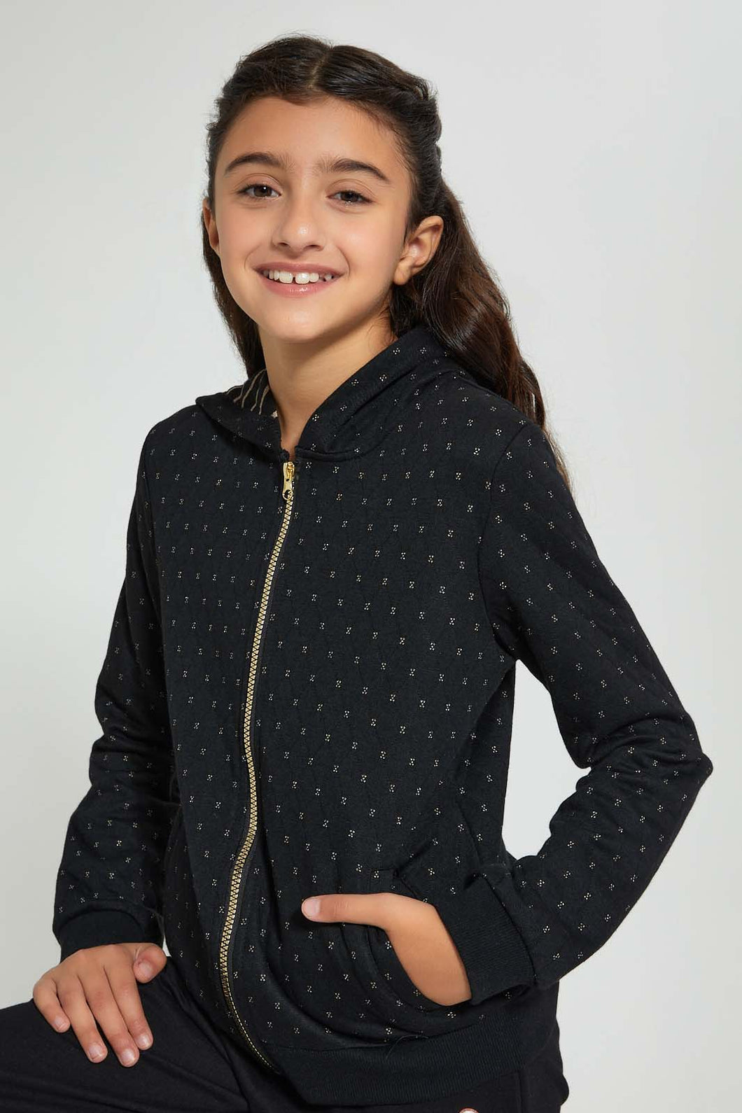 Redtag-Quilted-Bomber-Jacket-With-Hood-Jackets-Senior-Girls-9 to 14 Years