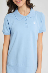 Redtag-Blue-Polo-Skater-Dress-Dresses-Senior-Girls-9 to 14 Years