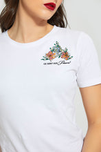 Load image into Gallery viewer, Redtag-White-T-Shirt-With-Embroidery-Embellished-Women&#39;s-
