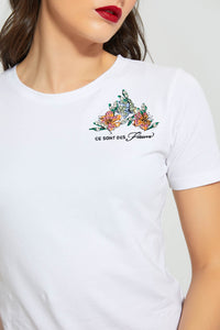 Redtag-White-T-Shirt-With-Embroidery-Embellished-Women's-