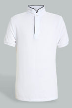 Load image into Gallery viewer, Redtag-White-Mandarin-Collar-Polo-Polo-Shirts-Senior-Boys-9 to 14 Years
