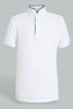 Redtag-White-Mandarin-Collar-Polo-Polo-Shirts-Senior-Boys-9 to 14 Years