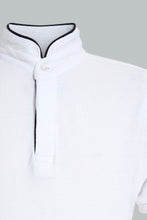 Load image into Gallery viewer, Redtag-White-Mandarin-Collar-Polo-Polo-Shirts-Senior-Boys-9 to 14 Years
