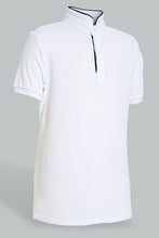 Load image into Gallery viewer, Redtag-White-Mandarin-Collar-Polo-Polo-Shirts-Senior-Boys-9 to 14 Years
