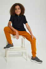 Load image into Gallery viewer, Redtag-Black-Mandarin-Collar-Polo-Polo-Shirts-Senior-Boys-9 to 14 Years
