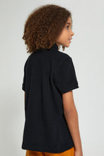 Load image into Gallery viewer, Redtag-Black-Mandarin-Collar-Polo-Polo-Shirts-Senior-Boys-9 to 14 Years
