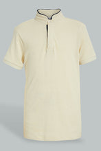 Load image into Gallery viewer, Redtag-Beige-Mandarin-Collar-Polo-Polo-Shirts-Senior-Boys-9 to 14 Years
