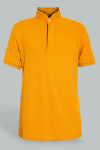 Load image into Gallery viewer, Redtag-Mustard-Mandarin-Collar-Polo-Polo-Shirts-Senior-Boys-9 to 14 Years
