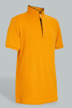 Load image into Gallery viewer, Redtag-Mustard-Mandarin-Collar-Polo-Polo-Shirts-Senior-Boys-9 to 14 Years
