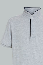 Load image into Gallery viewer, Redtag-Grey-Mandarin-Collar-Polo-Polo-Shirts-Senior-Boys-9 to 14 Years
