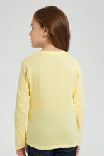 Load image into Gallery viewer, Redtag-Yellow-Slogan-T-Shirt-Colour:Yellow,-Filter:Girls-(2-to-8-Yrs),-Girls-T-Shirts,-New-In,-New-In-GIR,-Non-Sale,-S22A,-Section:Kidswear,-TBL-Girls-2 to 8 Years
