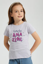 Load image into Gallery viewer, Redtag-Purple-Slogan-T-Shirt-Colour:Purple,-Filter:Girls-(2-to-8-Yrs),-Girls-T-Shirts,-New-In,-New-In-GIR,-Non-Sale,-S22A,-Section:Kidswear,-TBL-Girls-2 to 8 Years
