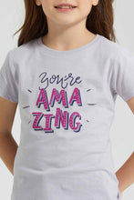 Load image into Gallery viewer, Redtag-Purple-Slogan-T-Shirt-Colour:Purple,-Filter:Girls-(2-to-8-Yrs),-Girls-T-Shirts,-New-In,-New-In-GIR,-Non-Sale,-S22A,-Section:Kidswear,-TBL-Girls-2 to 8 Years
