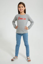 Load image into Gallery viewer, Redtag-Grey-Slogan-Print-Tee-Blouses-Girls-2 to 8 Years
