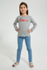 Redtag-Grey-Slogan-Print-Tee-Blouses-Girls-2 to 8 Years