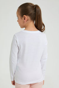 Redtag-White-Girl-Print-T-Shirt-Colour:White,-Filter:Girls-(2-to-8-Yrs),-Girls-T-Shirts,-New-In,-New-In-GIR,-Non-Sale,-S22A,-Section:Kidswear,-TBL-Girls-2 to 8 Years