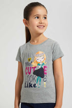 Load image into Gallery viewer, Redtag-Grey-Girl-Print-T-Shirt-Graphic-Prints-Girls-2 to 8 Years
