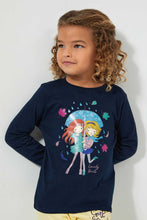 Load image into Gallery viewer, Redtag-Navy-Girl-Print-Tee-Blouses-Girls-2 to 8 Years
