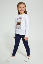 Load image into Gallery viewer, Redtag-White-Sequined-Helmet-T-Shirt-Long-Sleeves-Girls-2 to 8 Years
