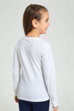 Load image into Gallery viewer, Redtag-White-Sequined-Helmet-T-Shirt-Long-Sleeves-Girls-2 to 8 Years
