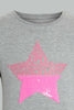 Redtag-Grey-Sequined-Star-T-Shirt-Long-Sleeves-Girls-2 to 8 Years