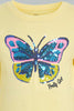 Redtag-Yellow-Butterfly-Sequin-T-Shirt-Long-Sleeves-Girls-2 to 8 Years