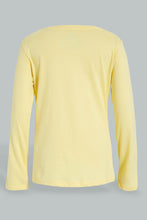 Load image into Gallery viewer, Redtag-Yellow-Butterfly-Sequin-T-Shirt-Long-Sleeves-Girls-2 to 8 Years
