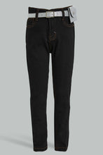 تنزيل الصورة على معرض الصور، Redtag-Black-Jean-With-Pouch-&amp;-Belt-Jeans-Girls-2 to 8 Years
