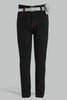 Redtag-Black-Jean-With-Pouch-&-Belt-Jeans-Girls-2 to 8 Years