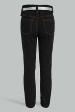 تنزيل الصورة على معرض الصور، Redtag-Black-Jean-With-Pouch-&amp;-Belt-Jeans-Girls-2 to 8 Years
