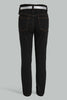 Redtag-Black-Jean-With-Pouch-&-Belt-Jeans-Girls-2 to 8 Years