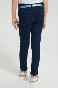 Redtag-Indigo-Jean-With-Pouch-&-Belt-Colour:Indigo,-Filter:Girls-(2-to-8-Yrs),-Girls-Jeans,-New-In,-New-In-GIR,-Non-Sale,-S22A,-Section:Kidswear,-TBL-Girls-2 to 8 Years
