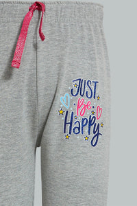 Redtag-Grey-Slogan-Print-Track-Joggers-Girls-2 to 8 Years