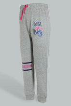 Load image into Gallery viewer, Redtag-Grey-Slogan-Print-Track-Joggers-Girls-2 to 8 Years
