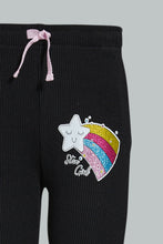 Load image into Gallery viewer, Redtag-Black-Slogan-Print-New-Knit-Fabric-Track-Joggers-Girls-2 to 8 Years
