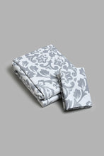 Load image into Gallery viewer, Redtag-Grey-Floral-Print-Reversible-2-Piece-Duvet-Cover-Set-(Single-Size)-Duvet-Covers-Home-Bedroom-
