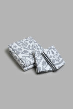 Load image into Gallery viewer, Redtag-Grey-Floral-Print-Reversible-3-Piece-Duvet-Cover-Set-(Double-Size)-Duvet-Covers-Home-Bedroom-
