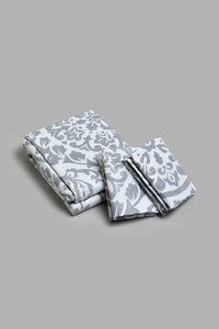 Redtag-Grey-Floral-Print-Reversible-3-Piece-Duvet-Cover-Set-(Double-Size)-Duvet-Covers-Home-Bedroom-
