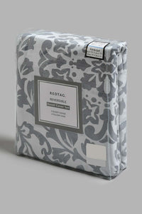 Redtag-Grey-Floral-Print-Reversible-3-Piece-Duvet-Cover-Set-(Double-Size)-Duvet-Covers-Home-Bedroom-