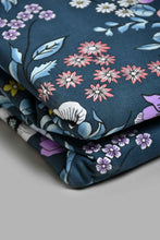 Load image into Gallery viewer, Redtag-Blue-Floral-Print-Print-Reversible-3-Piece-Duvet-Cover-Set-(King-Size)-Duvet-Covers-Home-Bedroom-
