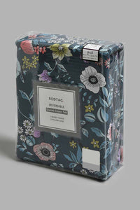 Redtag-Blue-Floral-Print-Print-Reversible-3-Piece-Duvet-Cover-Set-(King-Size)-Duvet-Covers-Home-Bedroom-